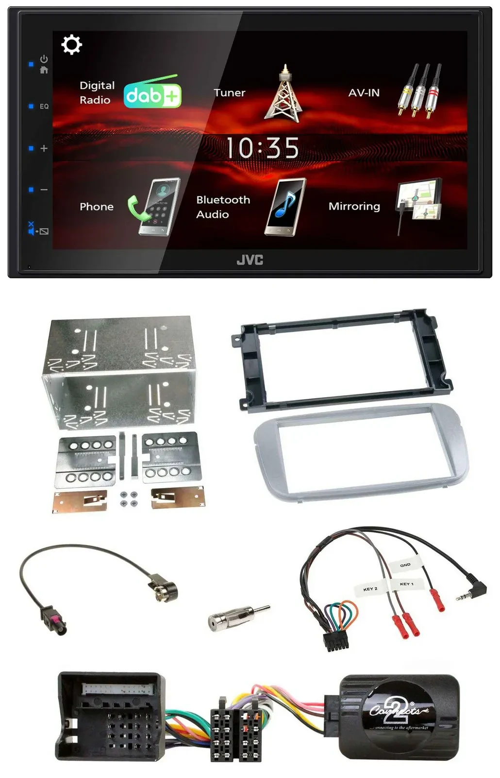 JVC USB Bluetooth Lenkrad DAB 2DIN Autoradio für Ford Galaxy C Max Focus Profi s