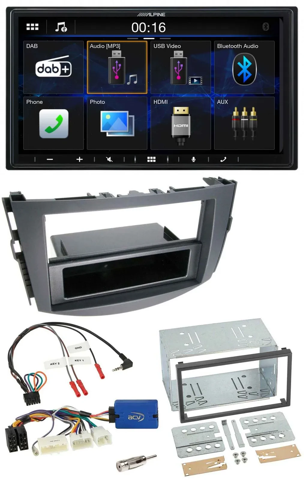 Автомагнитола Alpine 2DIN, Bluetooth, DAB, USB, для Toyota RAV4 (с 2011), 28-pin, с поддержкой кнопок на руле