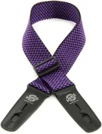 Lock-It Professional Poly Guitar Strap with Locking Leather Ends, Purple Checker