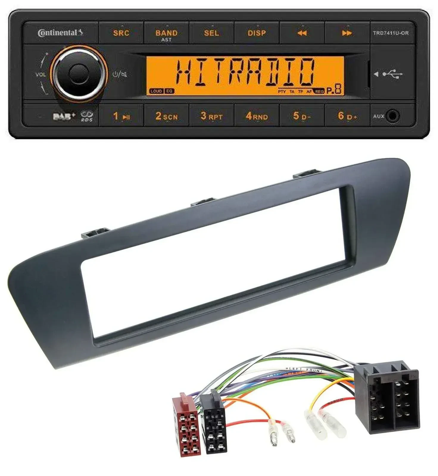 Continental 1DIN DAB MP3 AUX USB Autoradio für Renault Scenic (ab 09) - grau