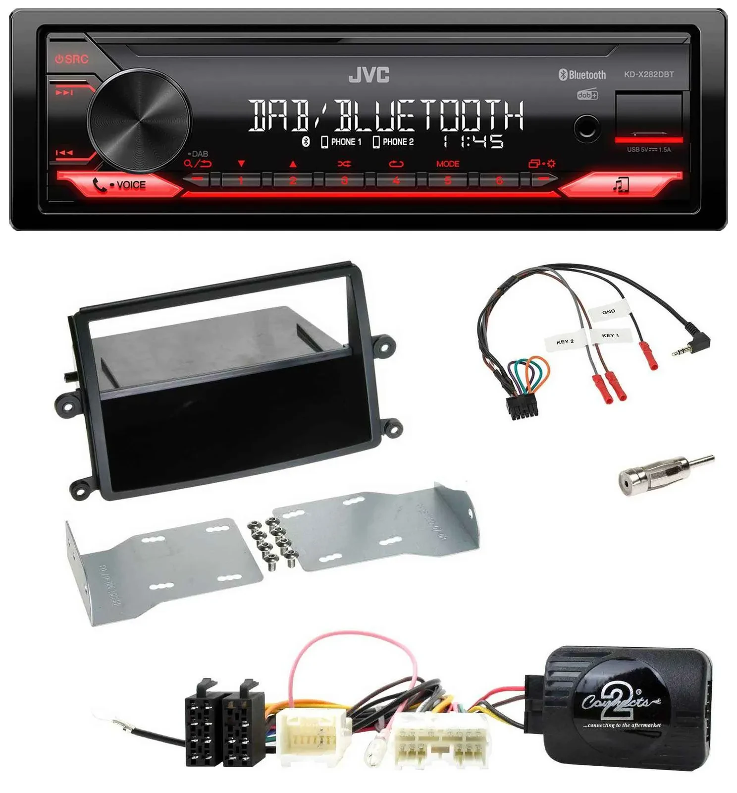 Автомагнитола JVC Bluetooth USB DAB для Mitsubishi L200 (2006–2015)