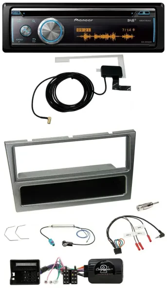 Pioneer Bluetooth DAB Lenkrad USB CD Autoradio für Opel Corsa C 04-06 aluminium