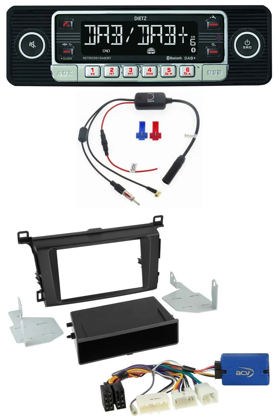 Dietz MP3 DAB Bluetooth USB Autoradio für Toyota RAV-4 (ab 2013)