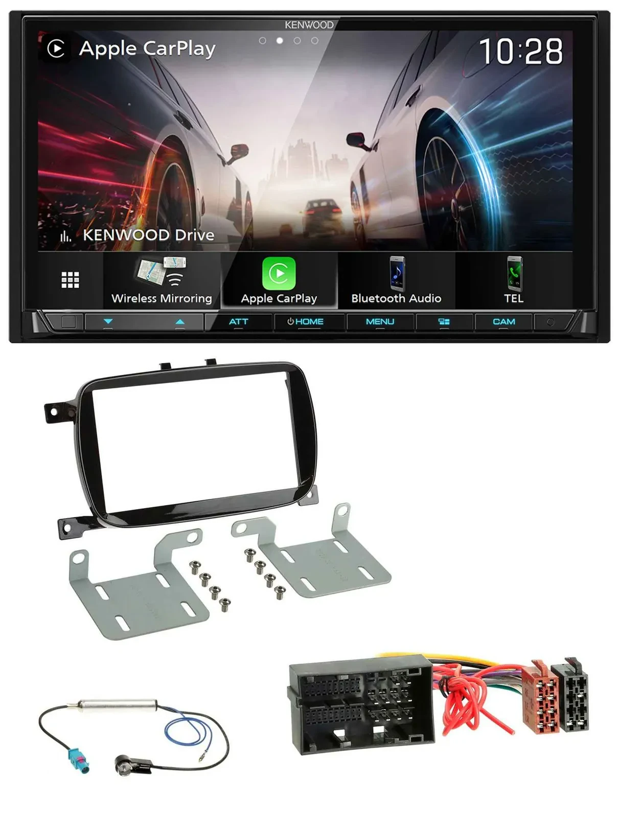 Kenwood MP3 2DIN USB DAB Bluetooth Autoradio für Fiat 500X ab 2016 klavierlack s