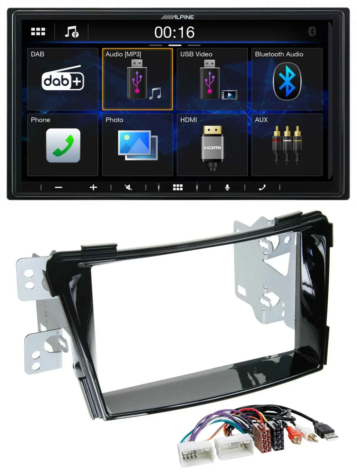 Автомагнитола Alpine для Hyundai i40 (с 2011, VF) 2DIN Bluetooth DAB USB, черный глянец