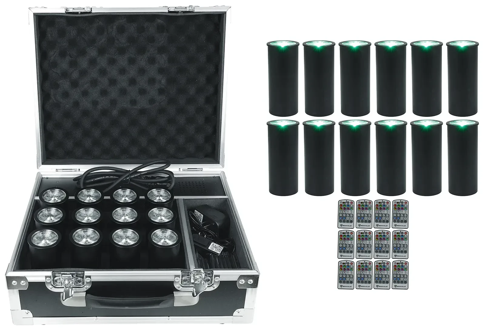 Светодиодный прибор Rockville MINI HALO Black с кейсом (12 штук)