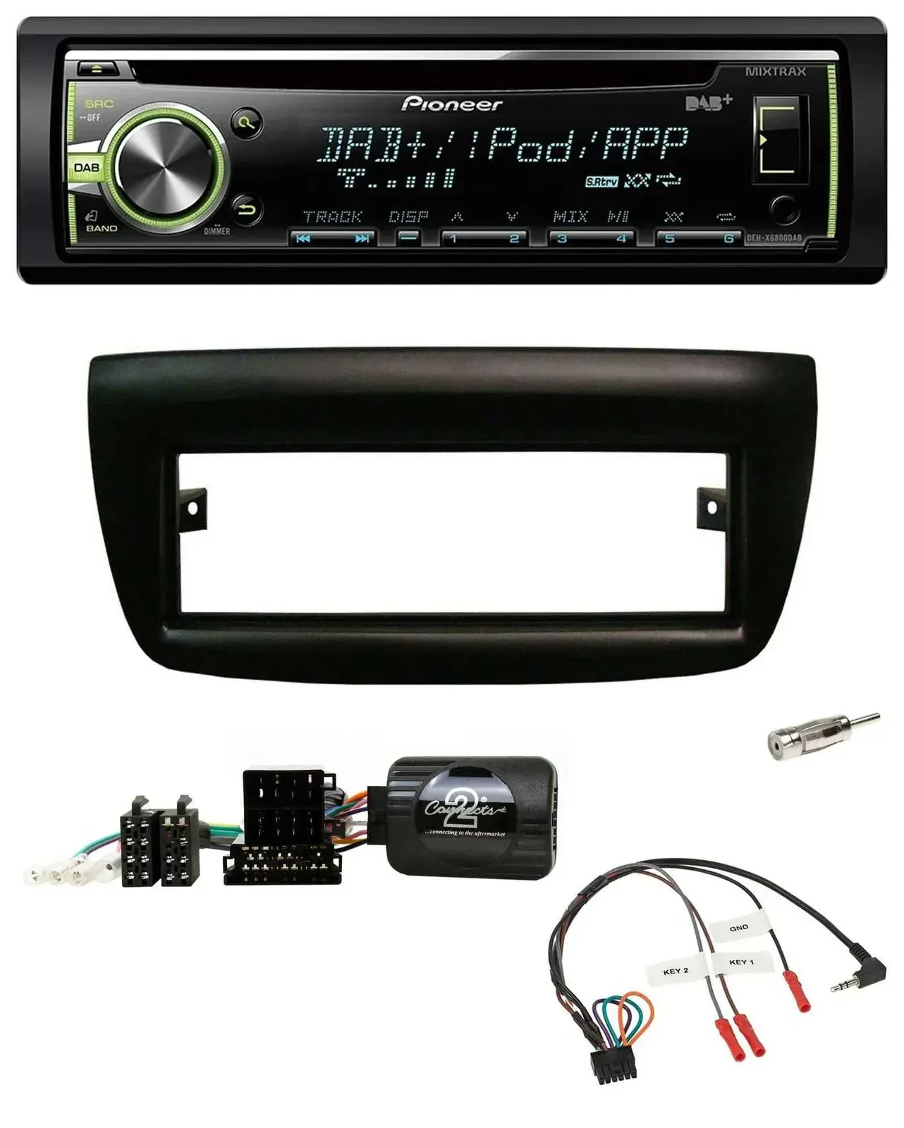 Автомагнитола Pioneer DAB, CD, USB для Fiat Doblo 2012–2015, черная