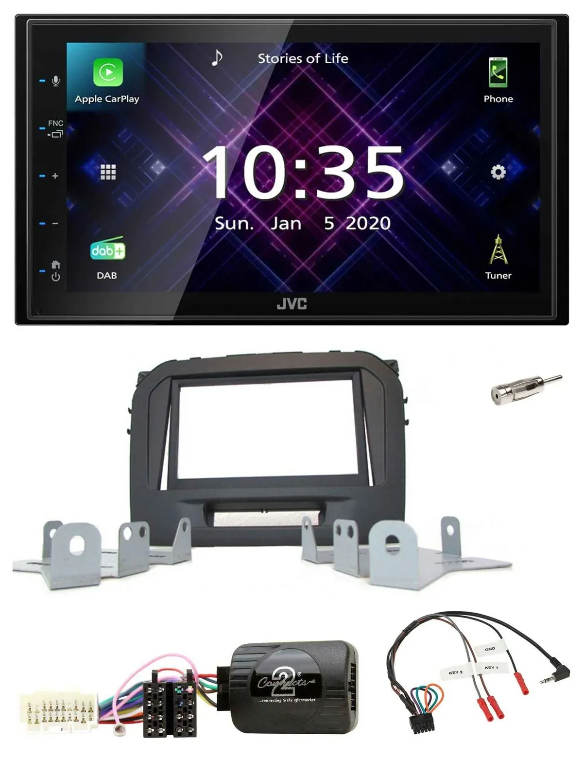 JVC DAB 2DIN Lenkrad Bluetooth USB Autoradio für Suzuki Vitara LY ab 04/2015