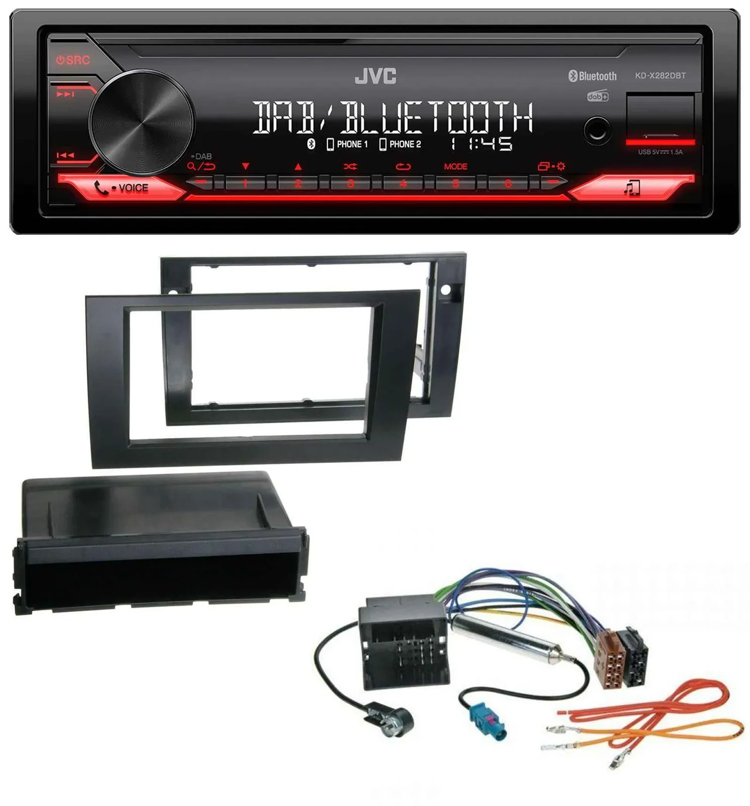 Автомагнитола JVC Bluetooth USB DAB MP3 для Audi A4 (2001–2008) B6/B7 Symphony Quadlock