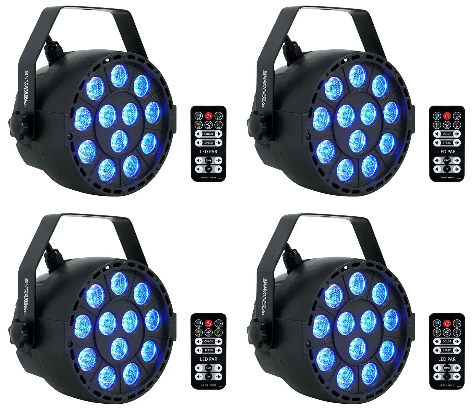Светодиодный прибор Rockville RockPAR TRI LED RGB Compact Black (4 штуки)