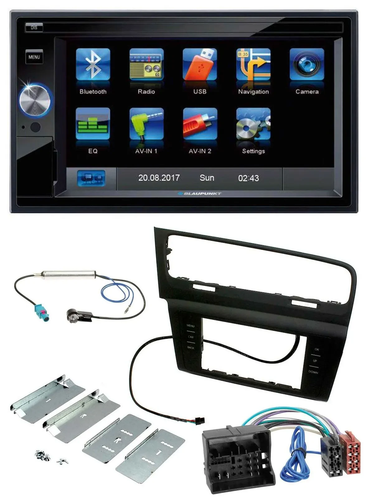 Blaupunkt SD Bluetooth 2DIN MP3 USB AUX Autoradio für VW Golf VII (ab 11/2012)