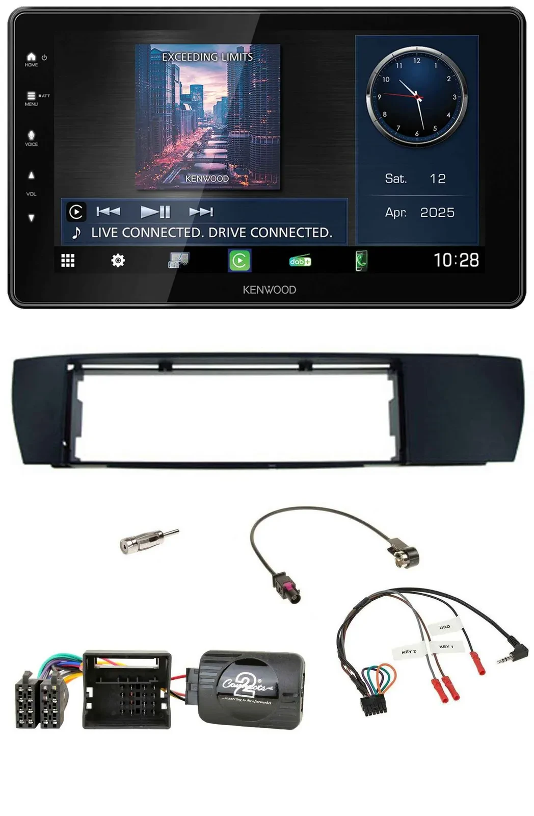 Kenwood Lenkrad Bluetooth USB DAB Autoradio für BMW X3 04-10 E83 seitlich