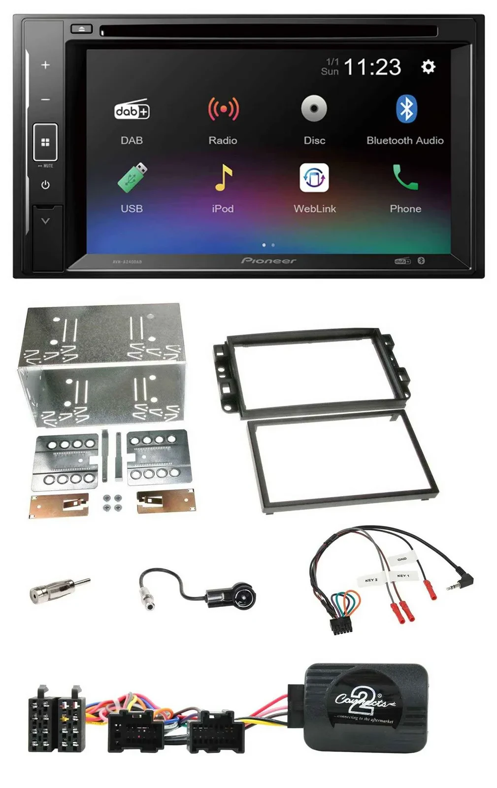 Pioneer Bluetooth Lenkrad USB 2DIN DAB DVD Autoradio für Chevrolet Aveo Captiva