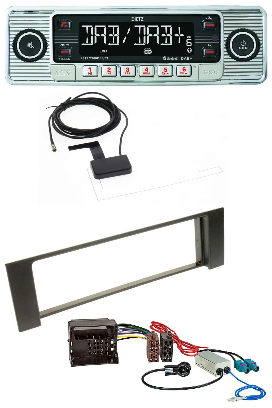 Dietz Bluetooth USB MP3 DAB Autoradio für Audi A4 B6 00-04 Quadlock Doppel Fakra
