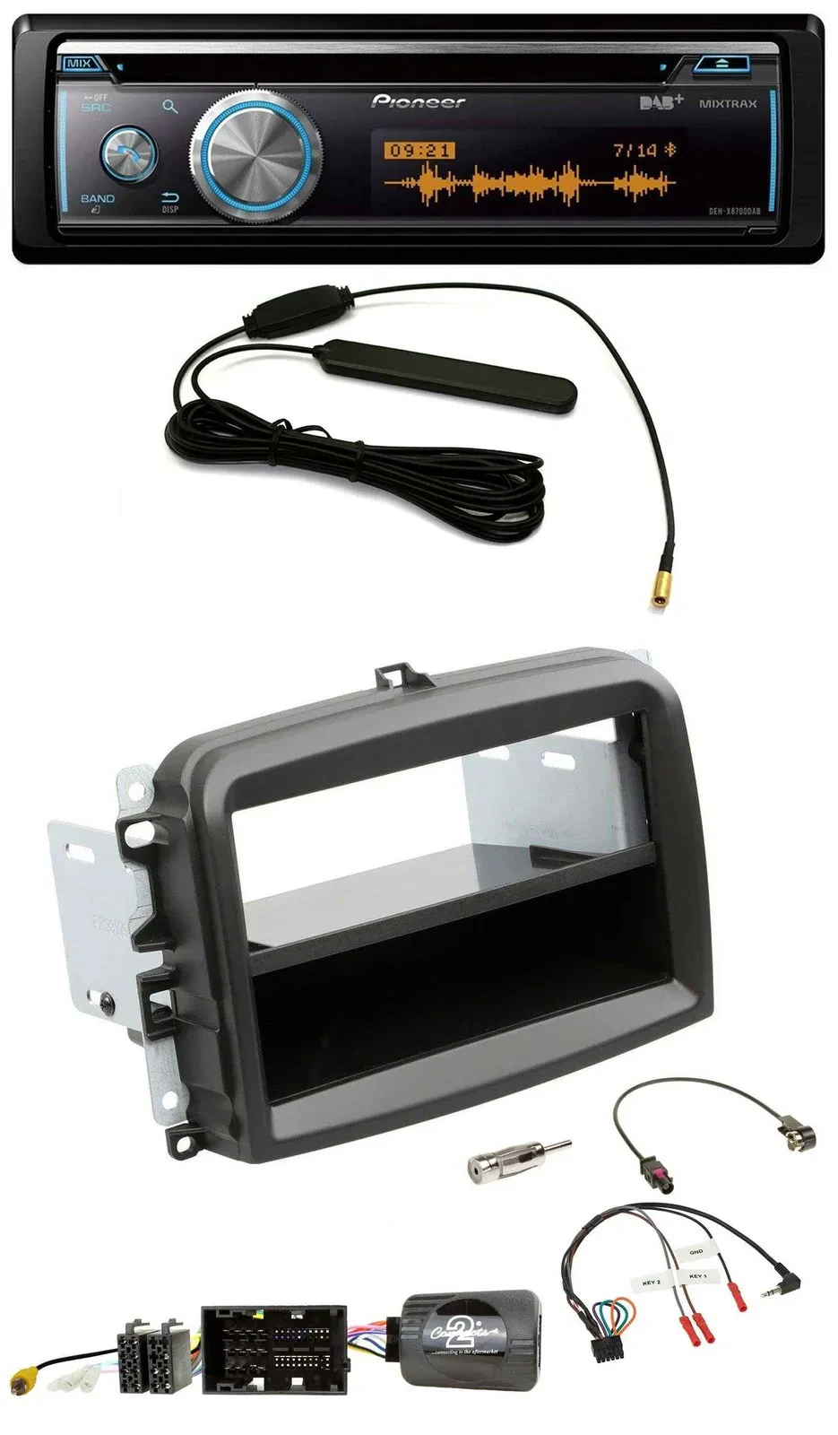 Автомагнитола для Fiat 500L (с 2012) Pioneer CD, USB, Bluetooth, DAB, поддержка кнопок на руле