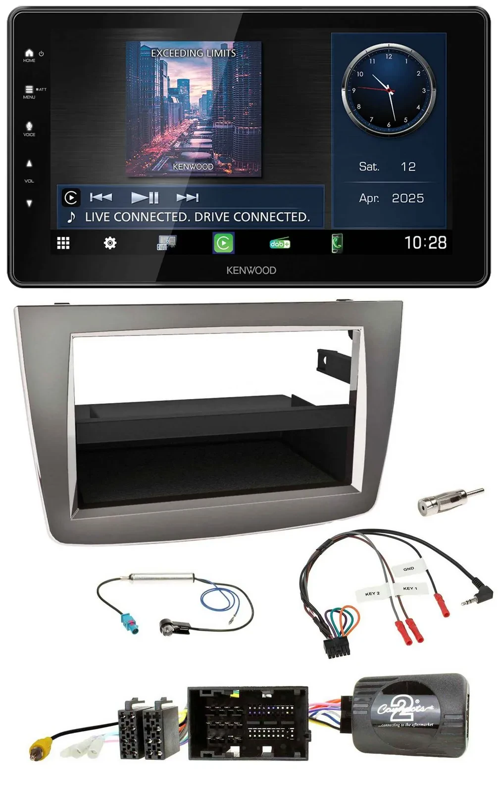 Kenwood Lenkrad Bluetooth USB DAB Autoradio für Alfa Mito 2014-2018 955 silber