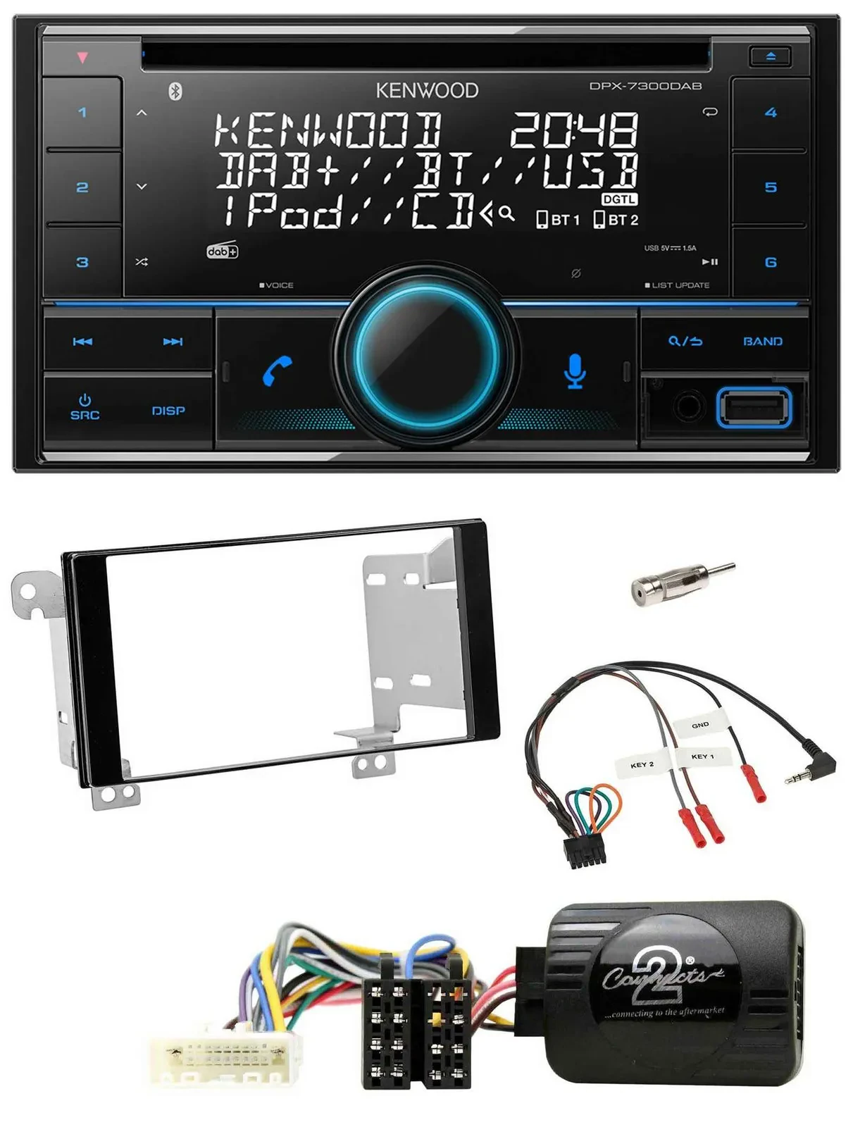 Автомагнитола Kenwood 2-DIN CD DAB USB Bluetooth для Subaru Forester SJ/Impreza с поддержкой управления на руле