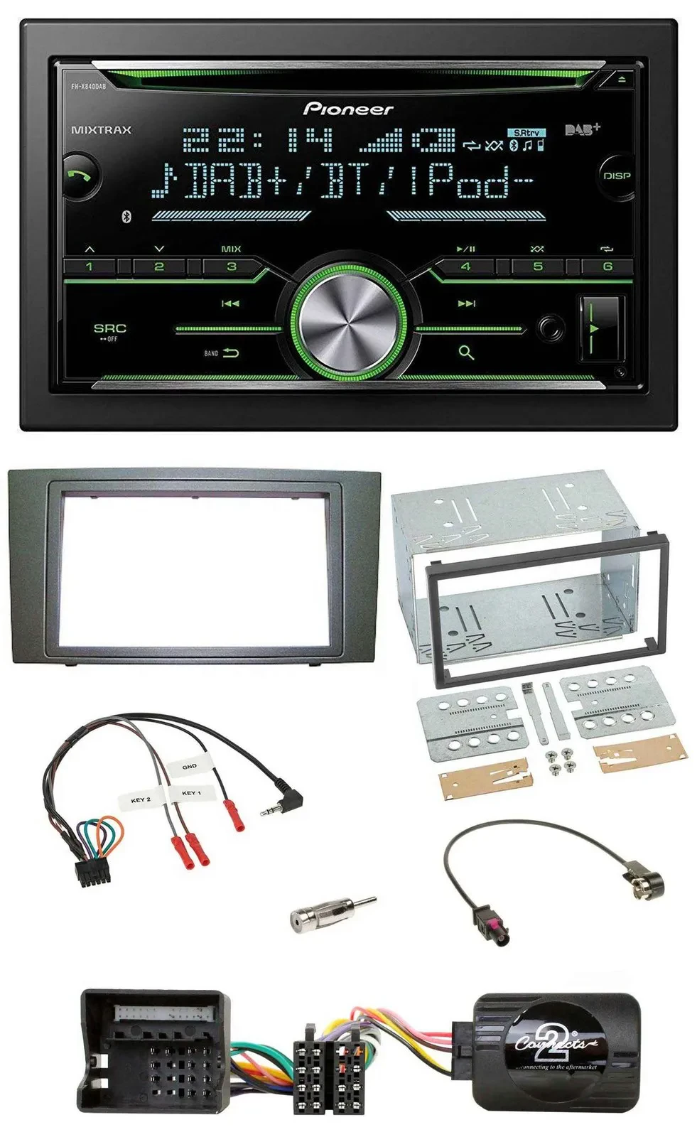 Автомагнитола для Ford Mondeo 2003–2007 Pioneer 2-DIN, Bluetooth, DAB, USB, CD, управление с руля