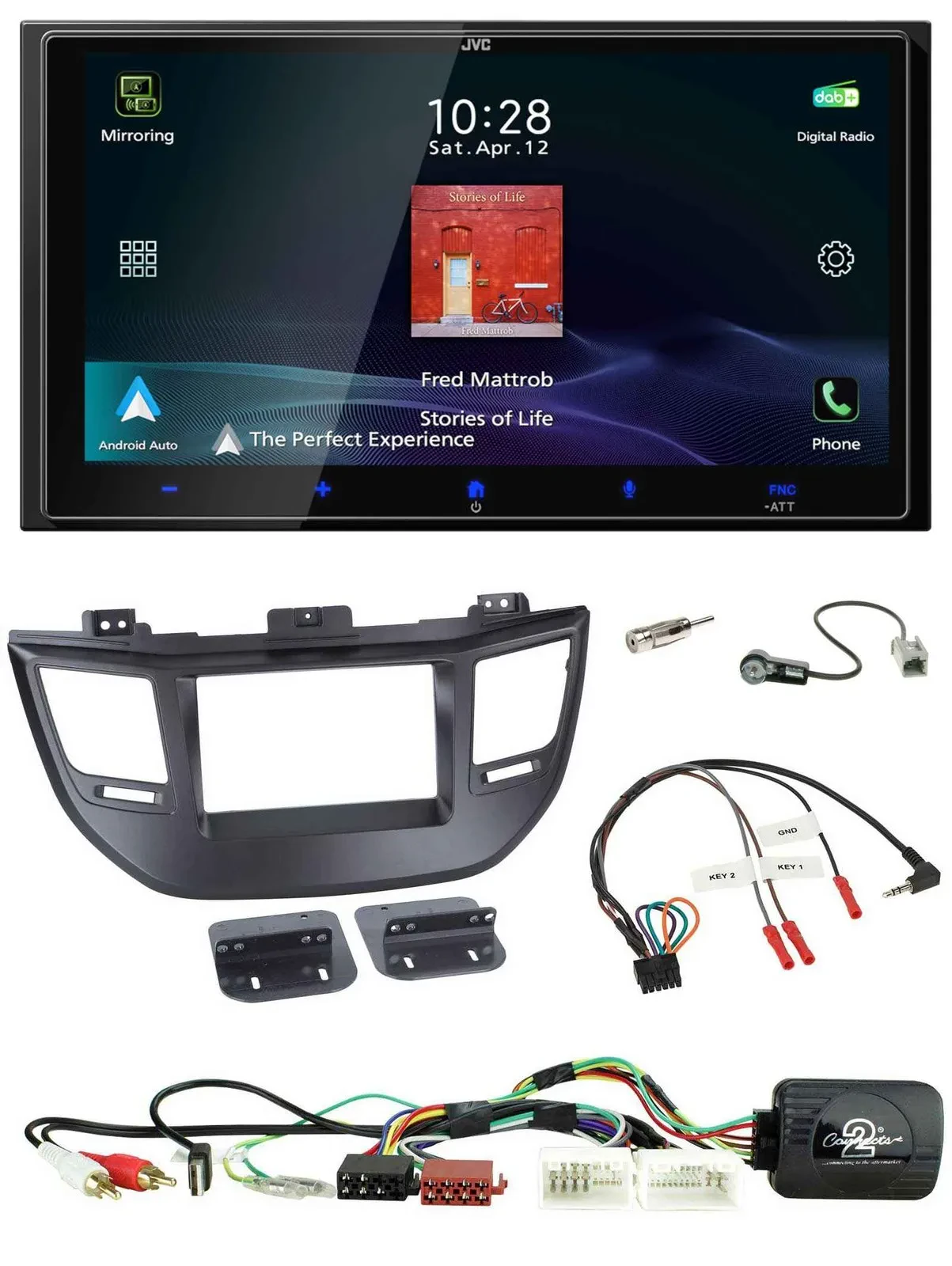 JVC USB Bluetooth 2DIN DAB Lenkrad Autoradio für Hyundai Tucson 15-20 schwarz