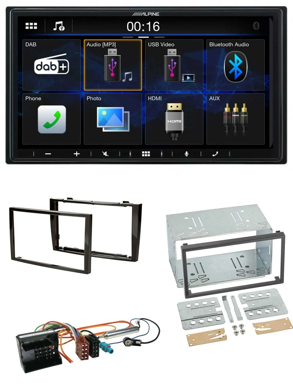 Alpine Bluetooth 2DIN MP3 DAB USB Autoradio für Peugeot 308 2007-09 schwarz