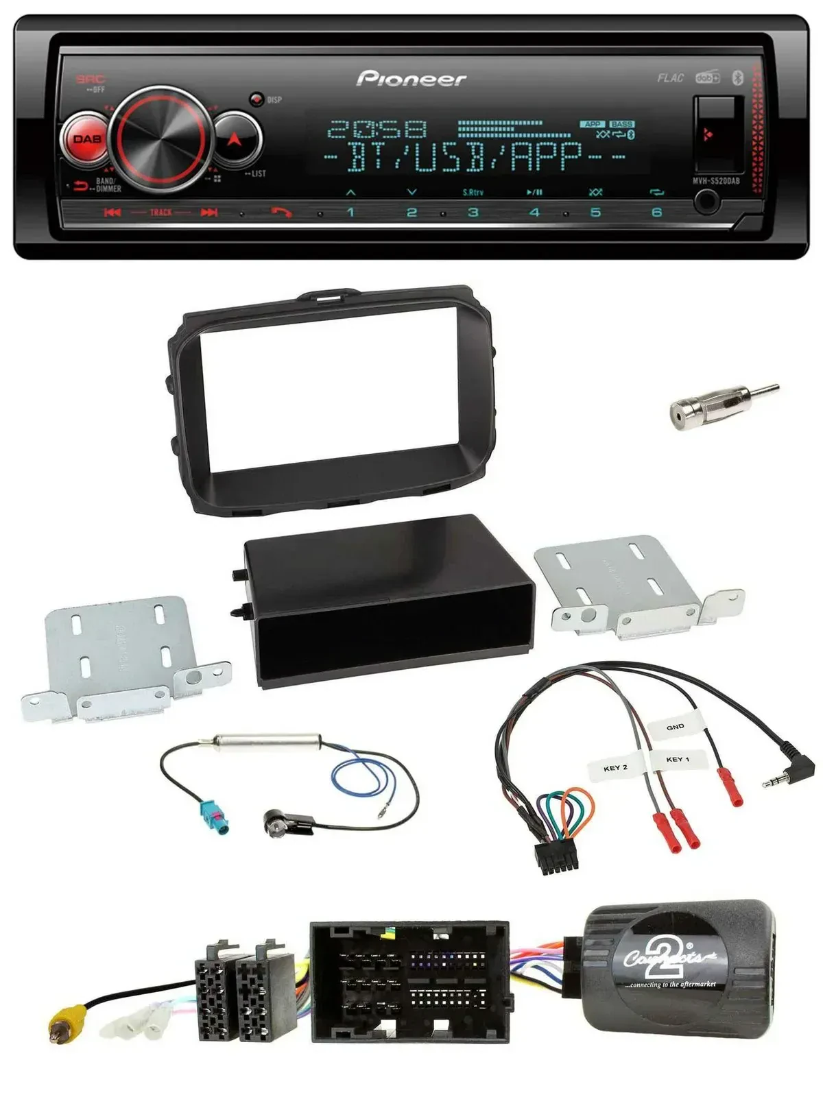 Pioneer Bluetooth USB Lenkrad DAB Autoradio für Alfa Giulietta 940 Facelift 2014