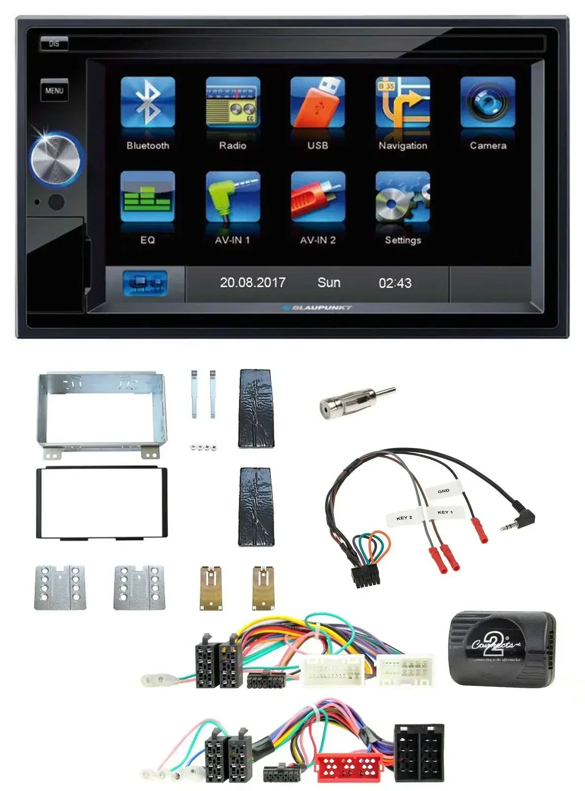 Blaupunkt SD USB TMC Bluetooth 2DIN Lenkrad Navigation für KIA Carnival II VQ 20