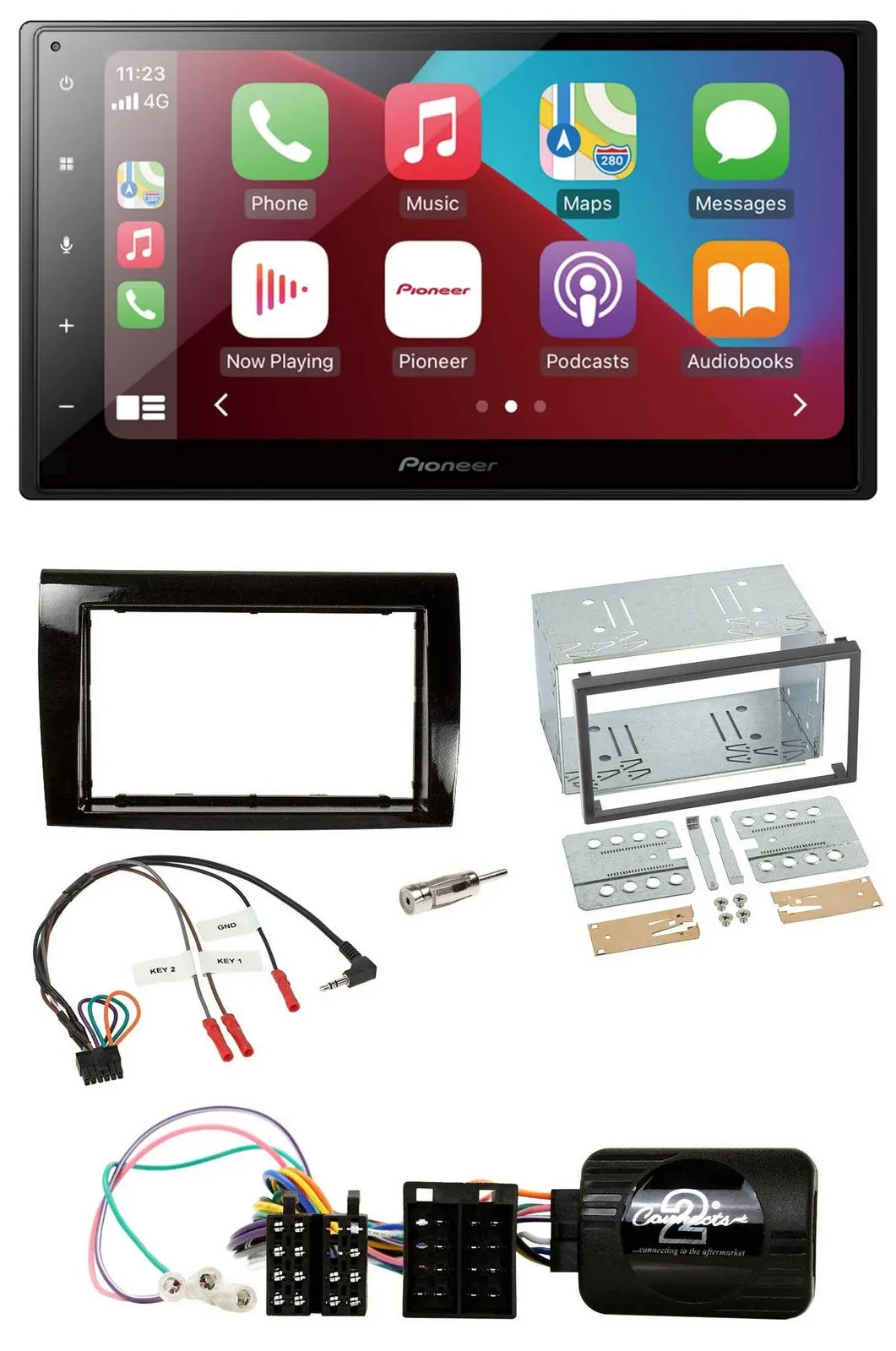 Автомагнитола для Fiat Bravo 2007–2014 Pioneer 2DIN, DAB, Bluetooth, USB, поддержка кнопок на руле