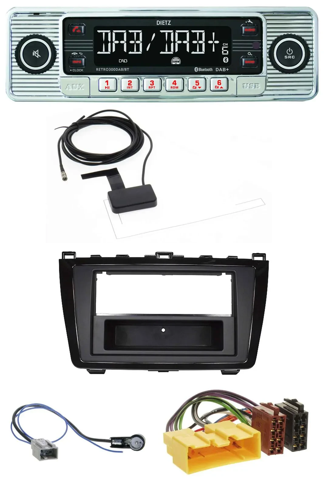 Dietz Bluetooth USB MP3 DAB Autoradio für Mazda 6 (08-12) - glänzend