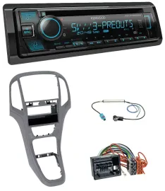 Автомагнитола Kenwood Bluetooth, USB, CD, MP3, DAB для Opel Astra J (с 2009) титан серый