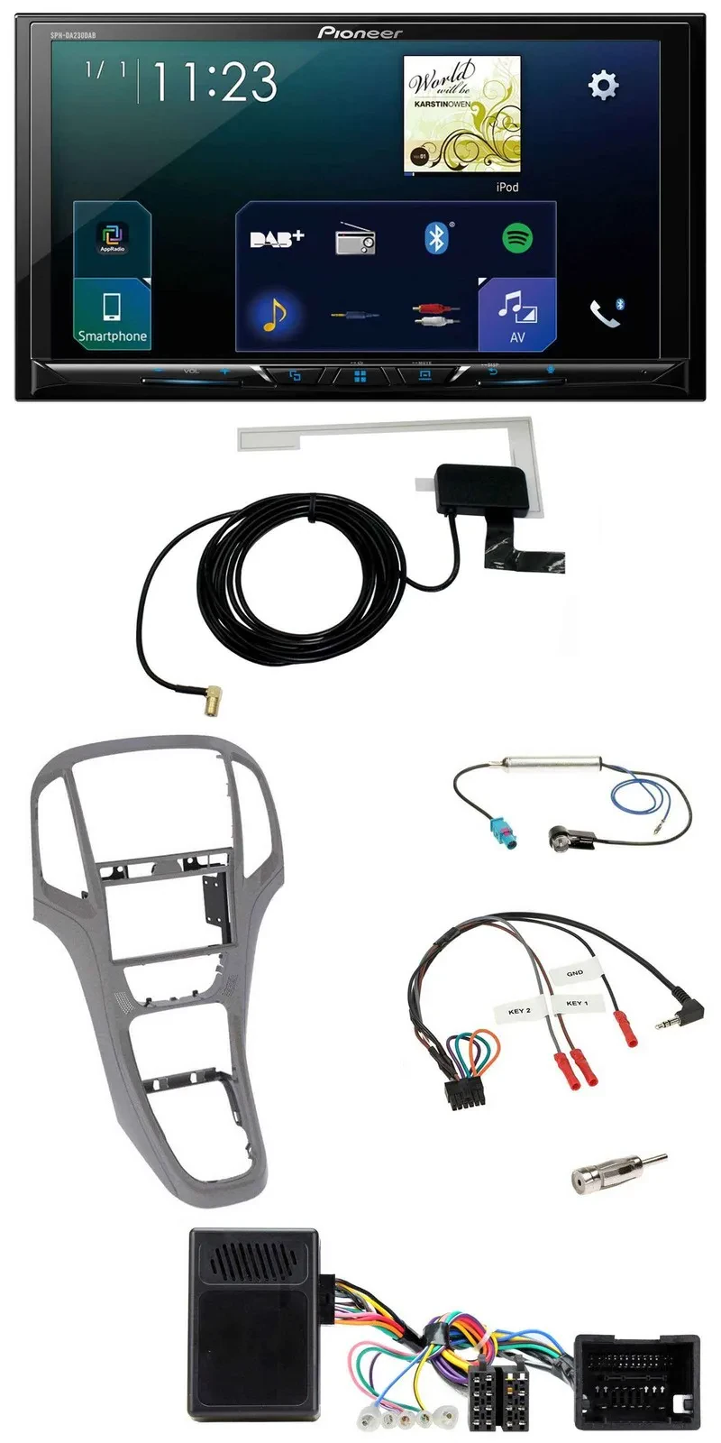 Автомагнитола Pioneer 2-DIN, DAB, USB, Bluetooth, для Opel Astra J (с 2009), с управлением на руле