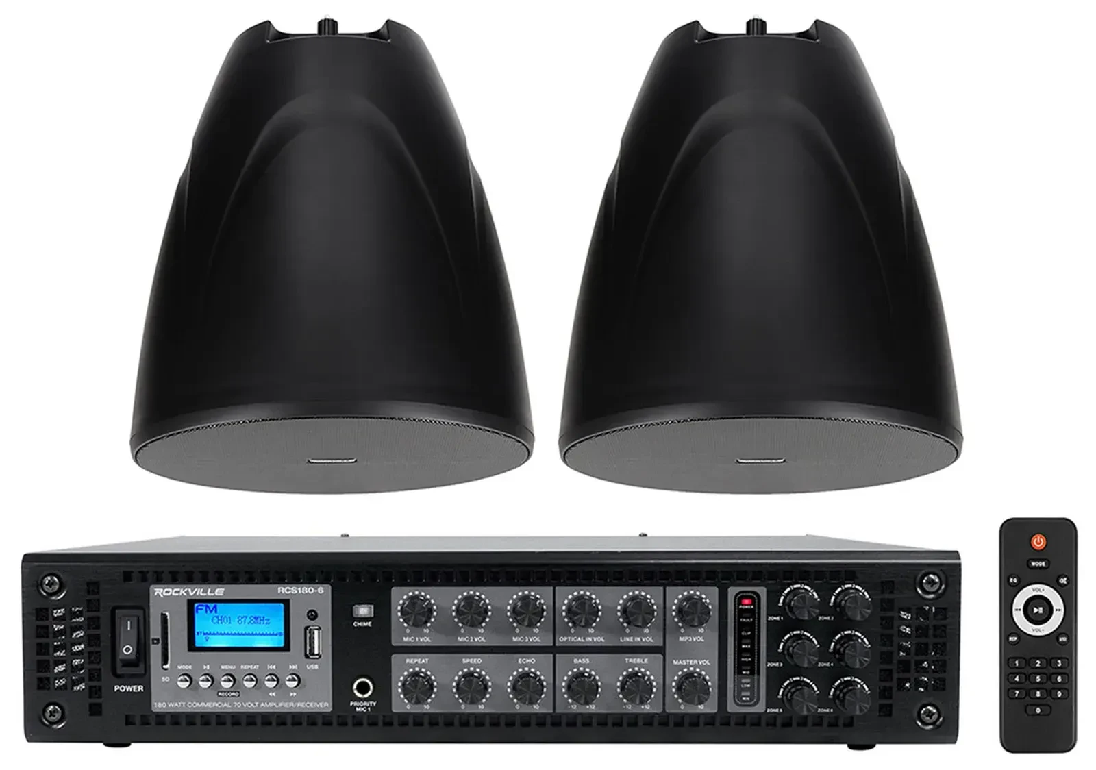 Потолочная акустика Rockville PEN-80T Black с усилителем (пара)