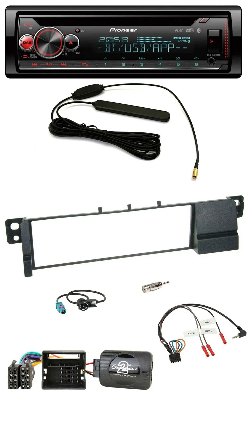 Автомагнитола для BMW 3 Series E46 (2001–2007) Pioneer CD, USB, Bluetooth, DAB, поддержка управления на руле, Quadlock