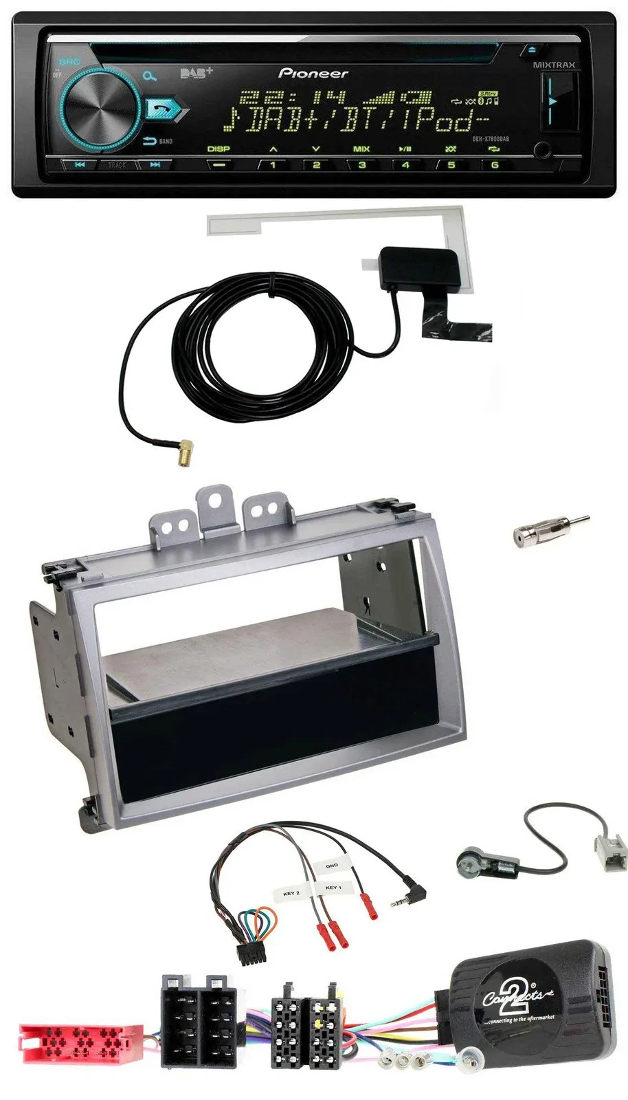 Автомагнитола Pioneer для Hyundai i20 (2009–2011), CD, MP3, USB, DAB, поддержка кнопок на руле, серебристая, с ISO-разъёмом