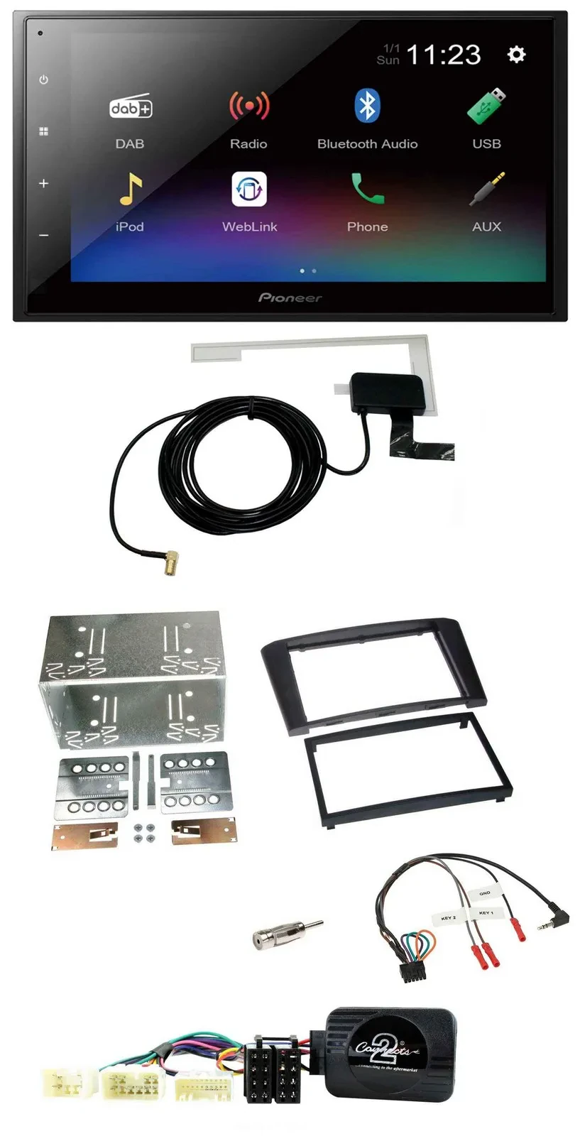 Автомагнитола для Toyota Avensis 2003–2009 Pioneer 2DIN, DAB, Bluetooth, USB