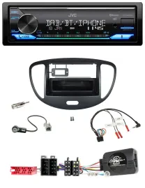 JVC Bluetooth DAB USB Lenkrad Autoradio für Hyundai i10 ISO 2009-2013 schwarz