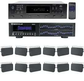 Technical Pro 6-Zone Home Theater Bluetooth Receiver+(12) 6.5" Black Speakers+EQ