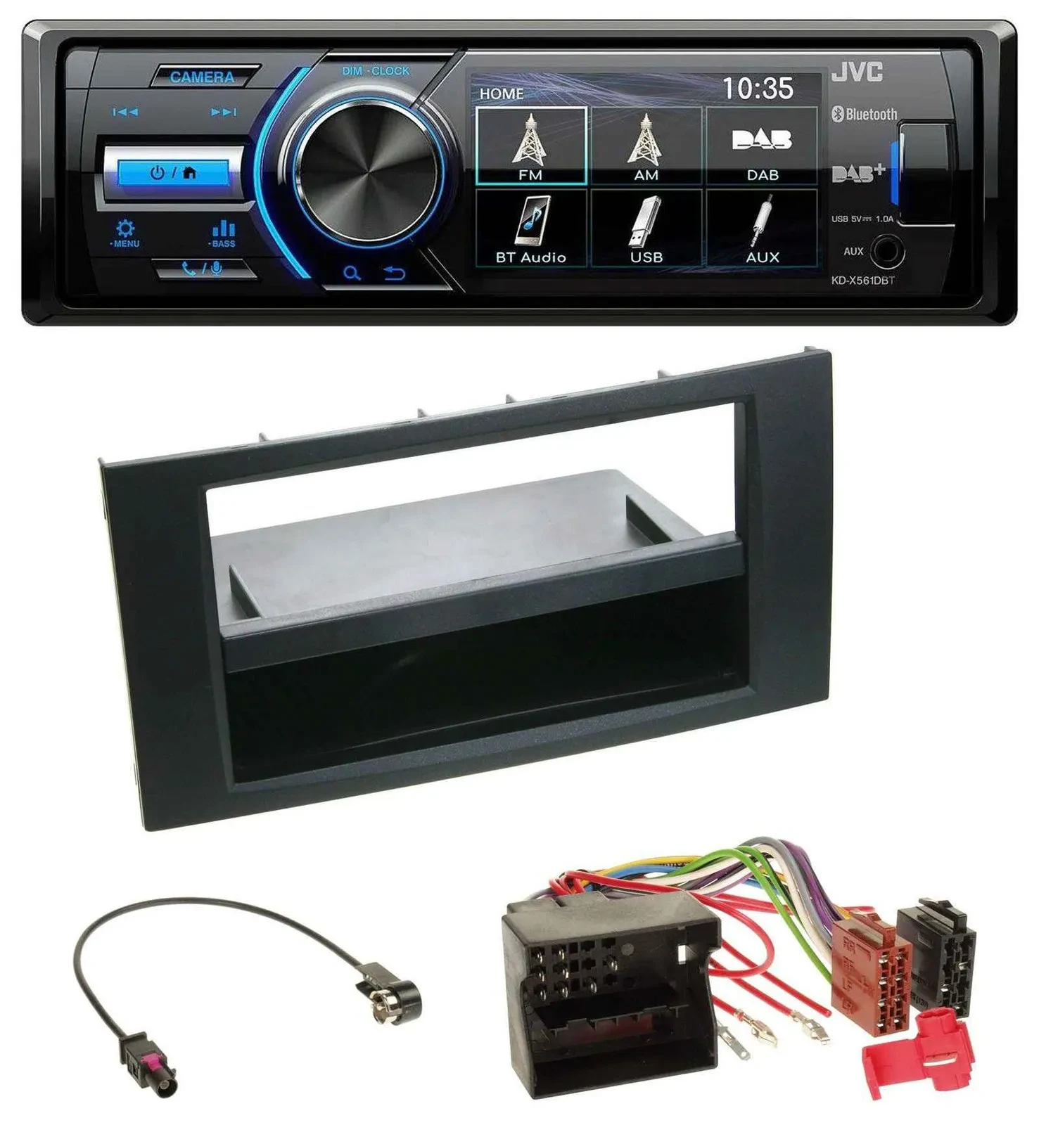 JVC Bluetooth MP3 USB DAB Autoradio für Ford Focus C-Max S-Max Galaxy 03-07 schw