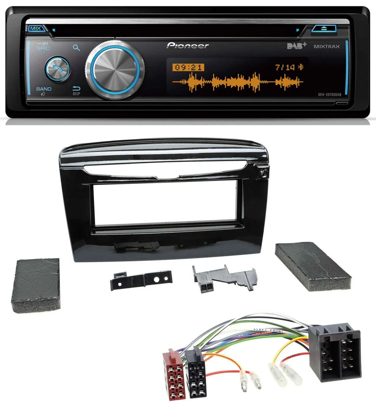 Pioneer MP3 DAB USB CD Bluetooth Autoradio für Lancia Y ab 12 schwarz glänzend