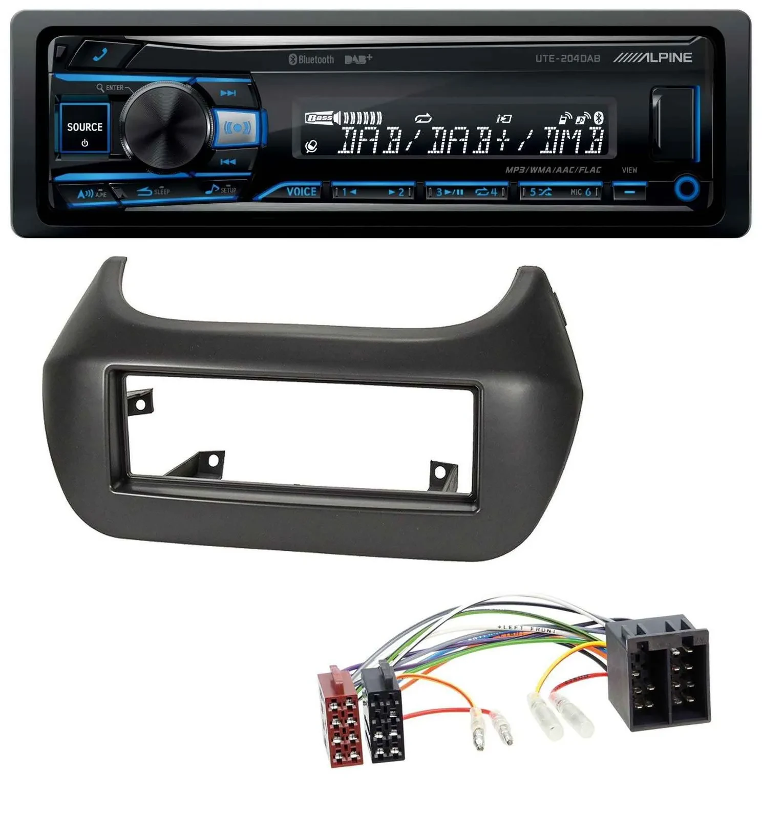 Автомагнитола Alpine USB Bluetooth DAB MP3 для Fiat Fiorino, Qubo, Citroen Nemo, Peugeot