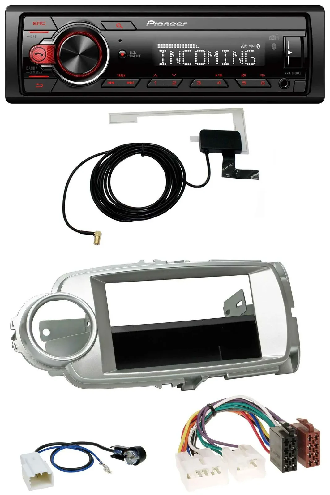 Pioneer MP3 AUX CD DAB USB Autoradio für Toyota Yaris (11-14) - silber