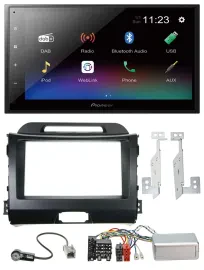 Автомагнитола для Kia Sportage (2010–2015) Pioneer 2DIN, USB, Bluetooth, DAB, черная