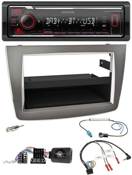 Kenwood Lenkrad Bluetooth USB DAB Autoradio für Alfa Mito 955 2008-2014 silber