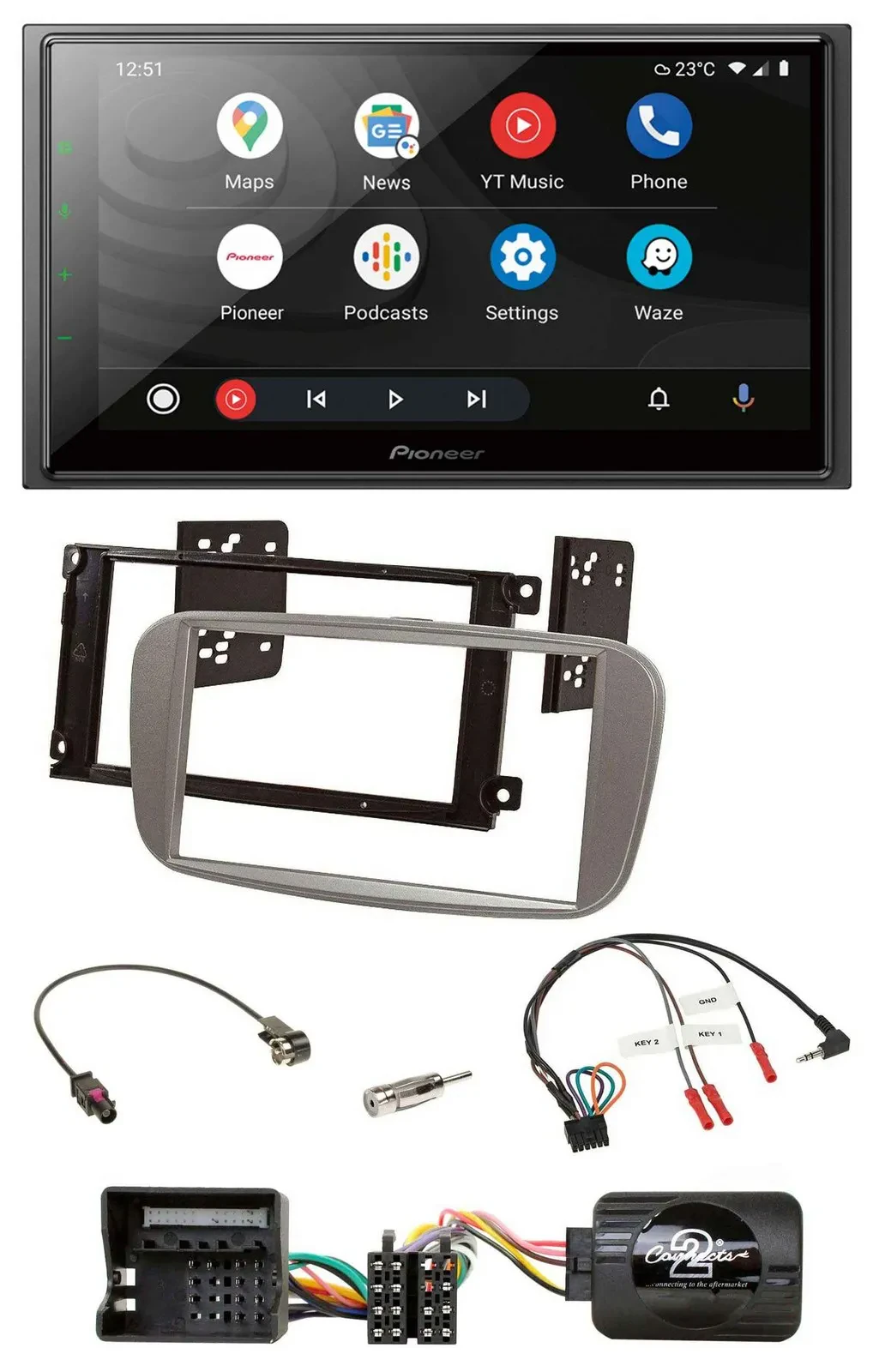 Pioneer USB 2DIN DAB Lenkrad Bluetooth Autoradio für Ford Mondeo S-Max ab 07 sil