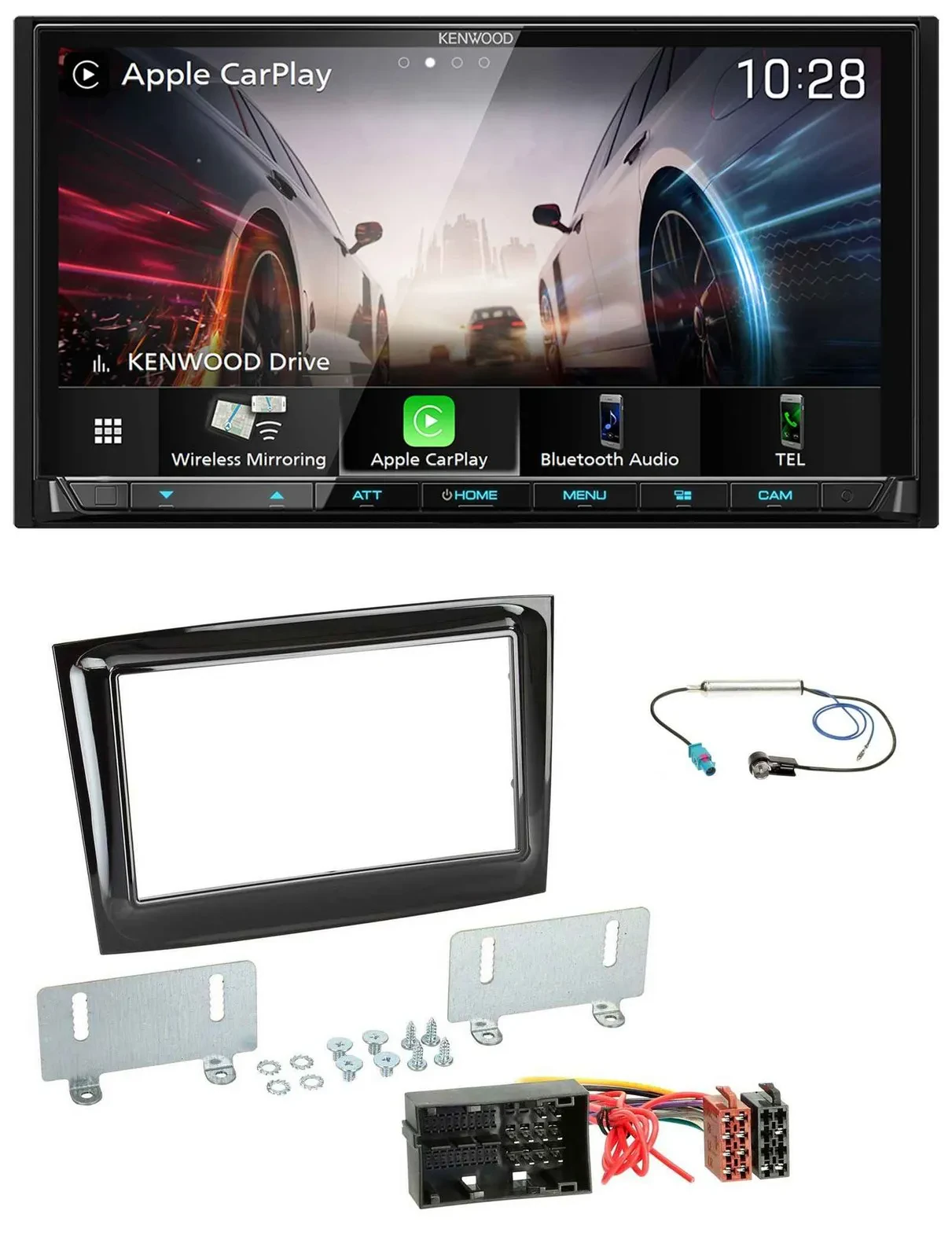 Kenwood MP3 2DIN USB DAB Bluetooth Autoradio für Fiat Doblo ab 2015 piano schwar