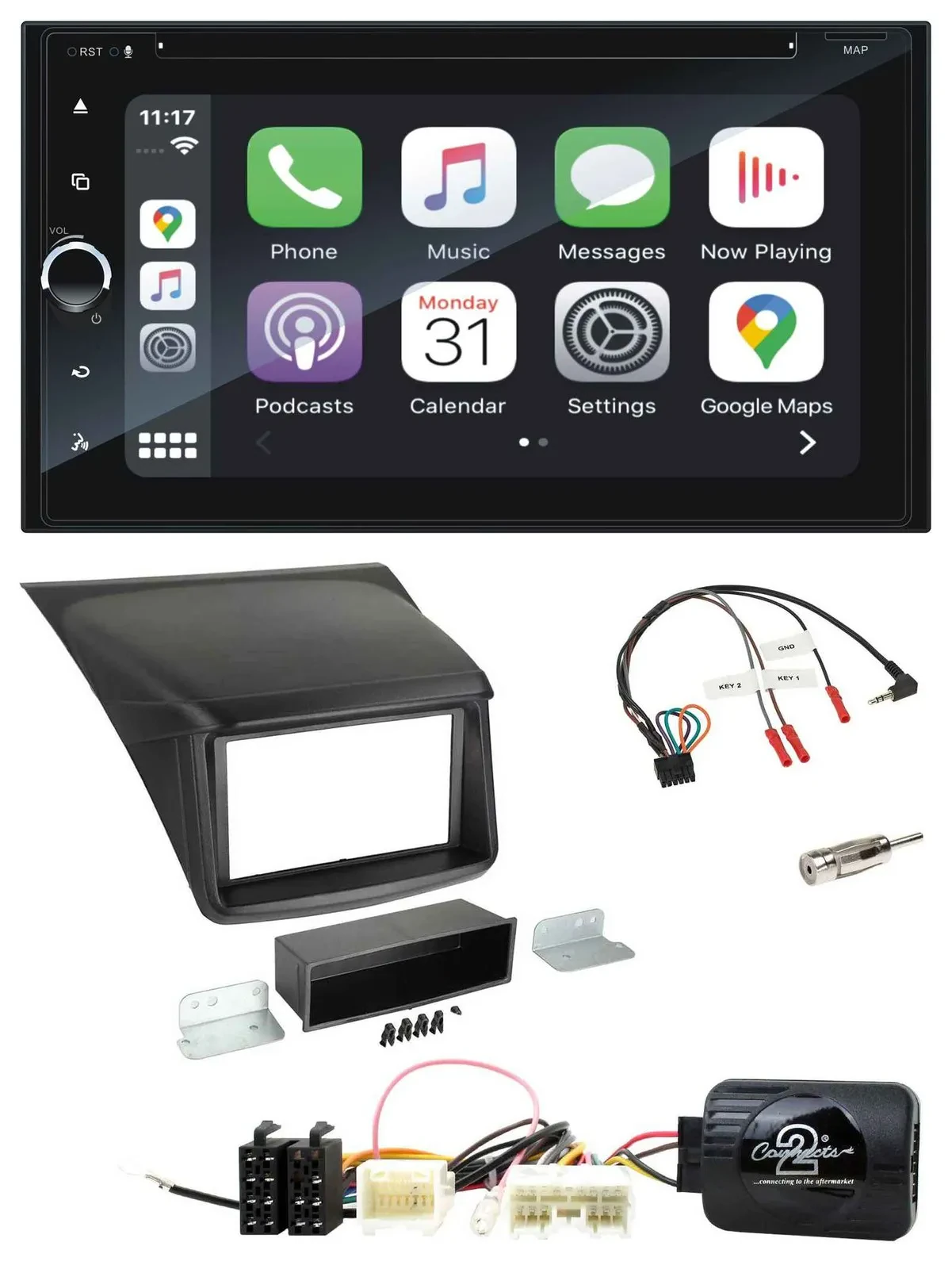 Автомагнитола Blaupunkt 2DIN, DAB, USB, Bluetooth, TMC навигация, поддержка кнопок на руле для Mitsubishi L200 (2010)