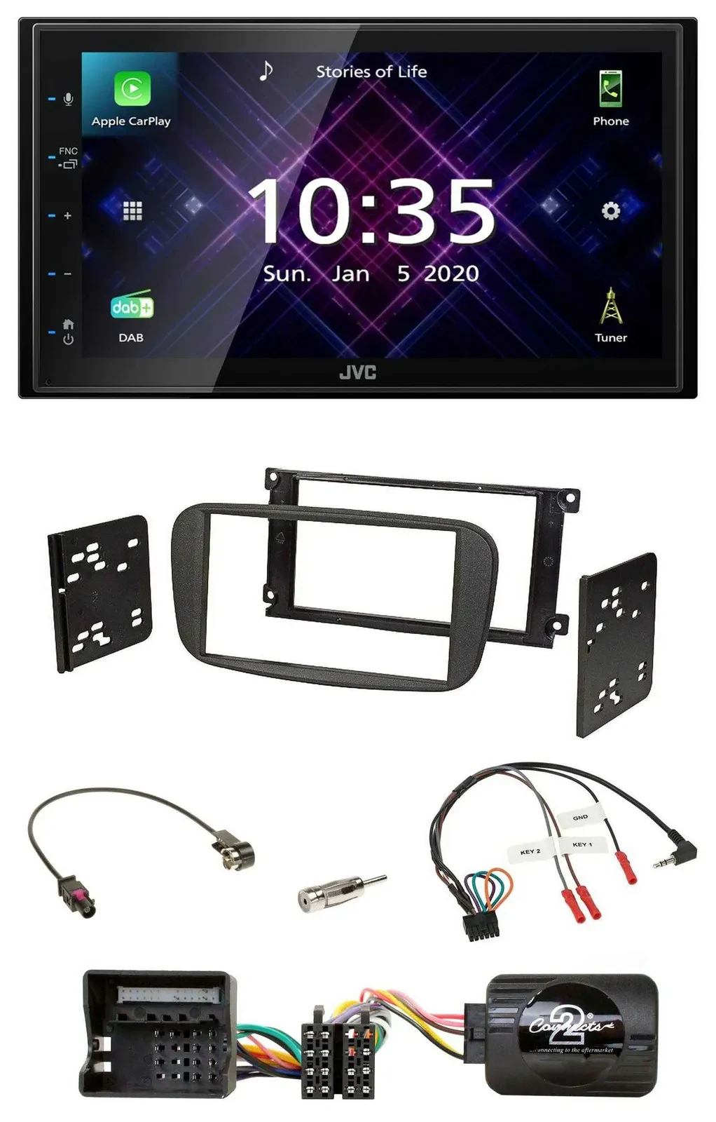 JVC DAB 2DIN Lenkrad Bluetooth USB Autoradio für Ford Galaxy Focus C-Max ab 07 s