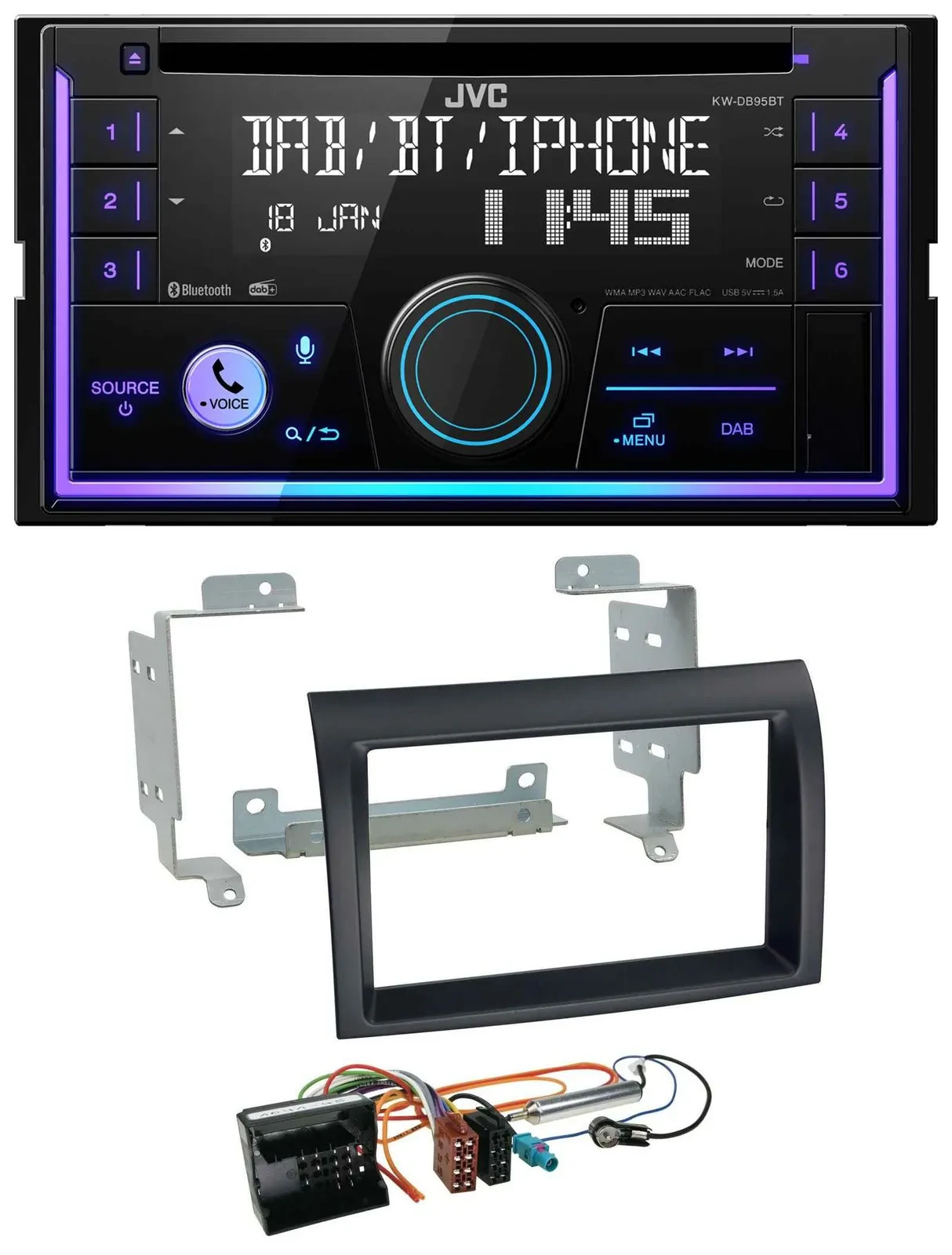 Автомагнитола JVC 2DIN CD MP3 USB DAB Bluetooth для Citroen Jumper (2006–2011)