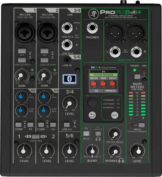 Аналоговый микшер Mackie ProFX6v3+ 6-Channel Analog Professional Effects Mixer