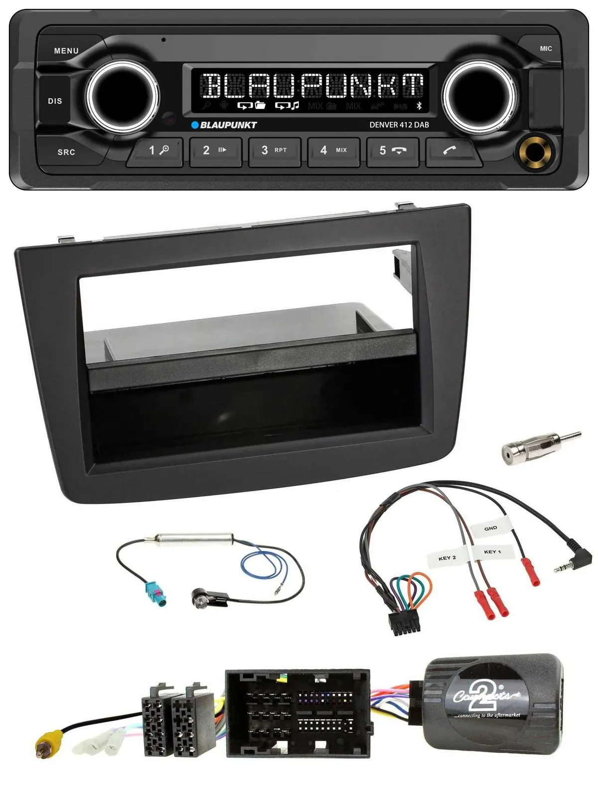 Blaupunkt Bluetooth DAB Lenkrad USB Autoradio für Alfa Mito 955 2014-2018 schwar
