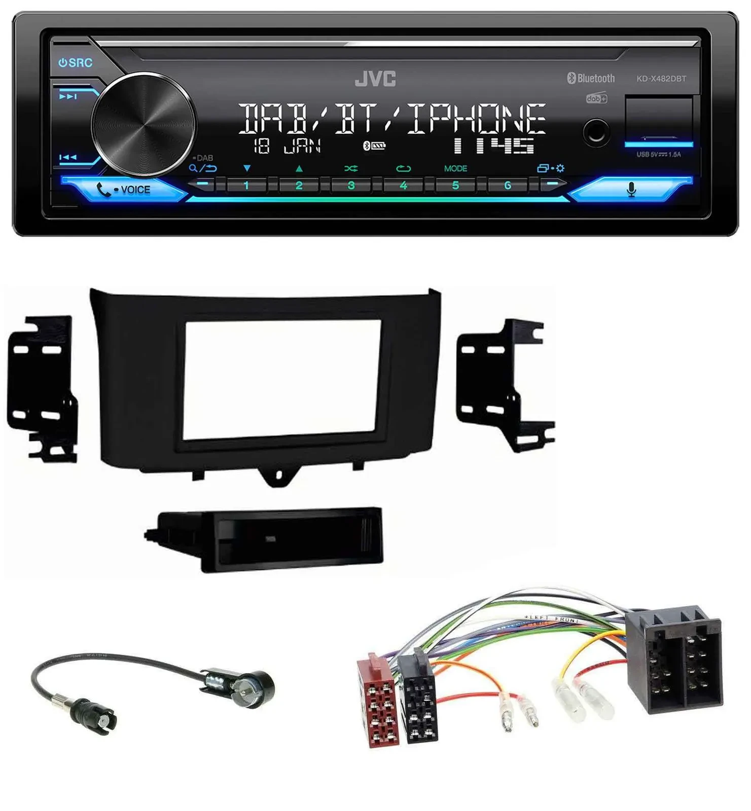 Автомагнитола для Smart ForTwo (2010–2015) JVC Bluetooth DAB USB MP3